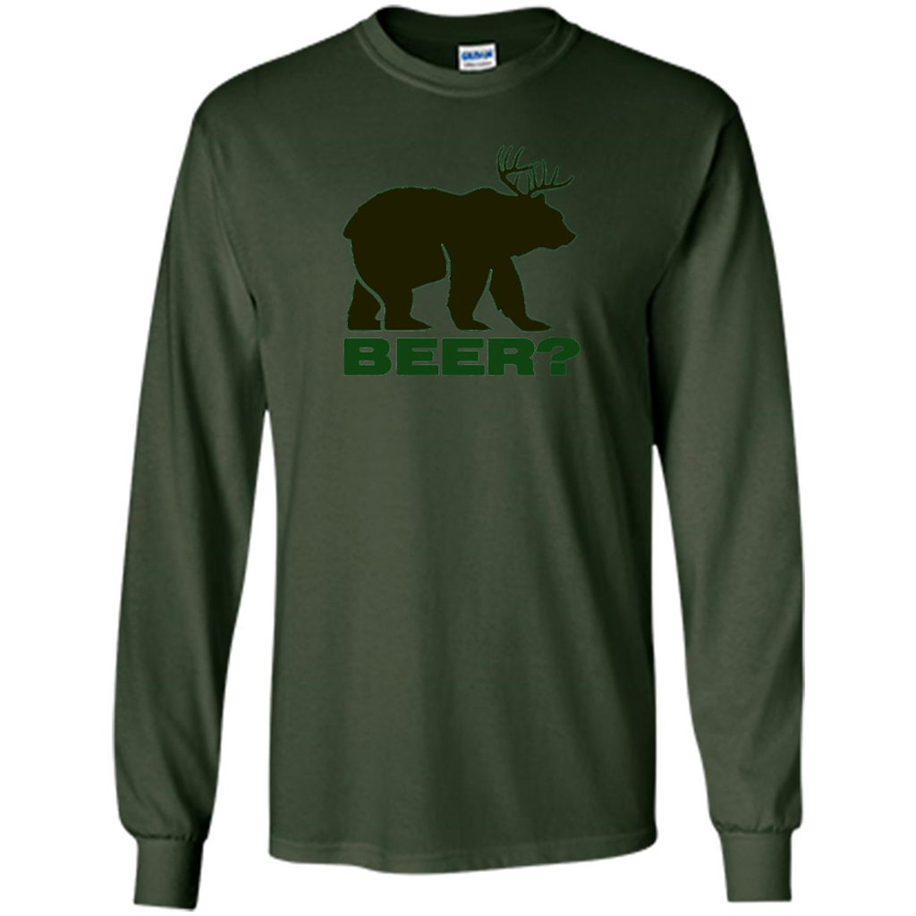 Bear Deer Bear Beer Funny T-shirt Forest Green