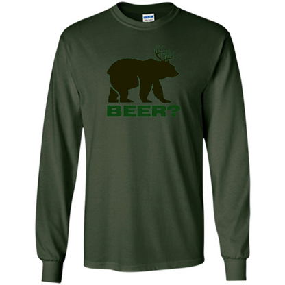 Bear Deer Bear Beer Funny T-shirt Forest Green