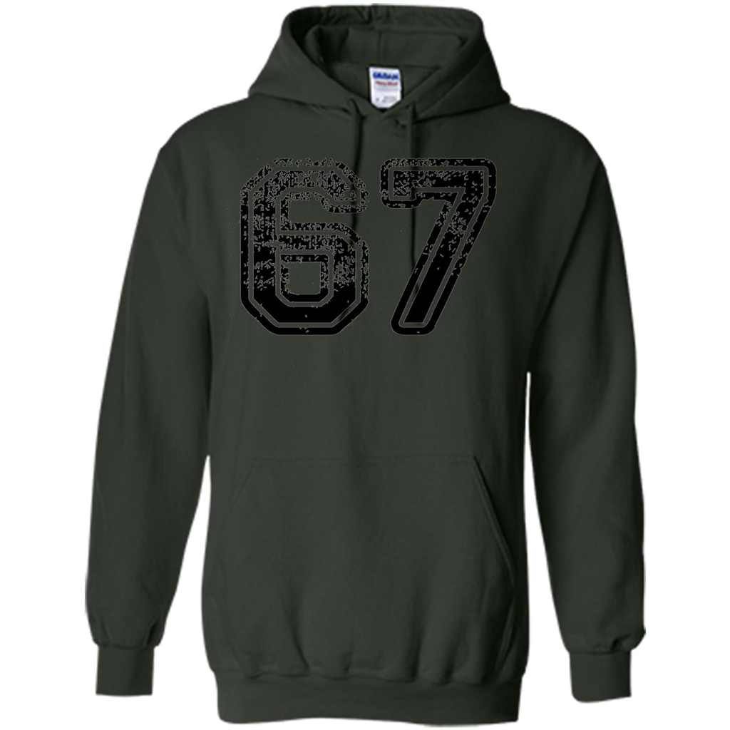 Number 67 T-shirt - Grungy Sports Team T-shirt Forest Green