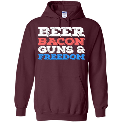 Beer Bacon Guns And Freedom T-Shirt Fourth of July Gift Maroon