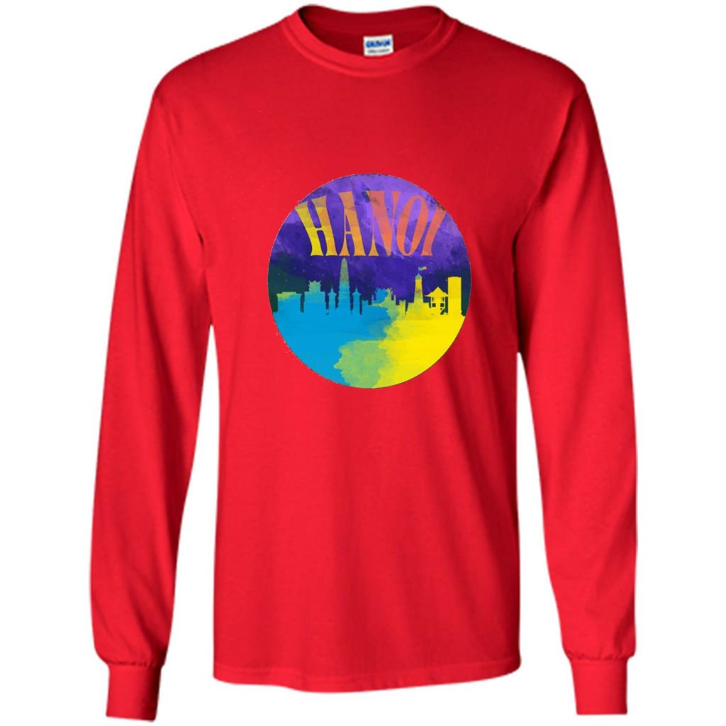 Love Vietnam T-shirt Hanoi Skyline Horizon Sunset Red
