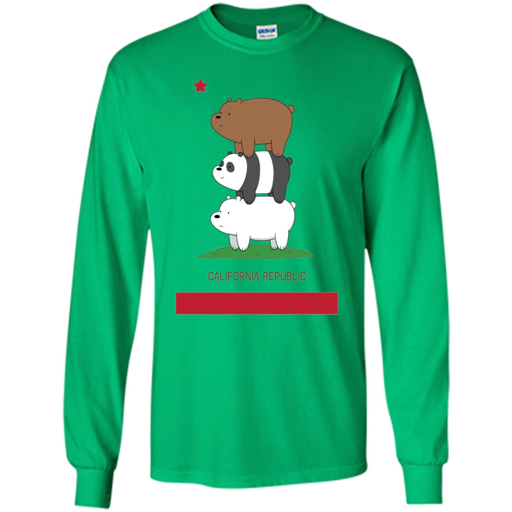 CN We Bare Bears California Flag Stack T-shirt Irish Green