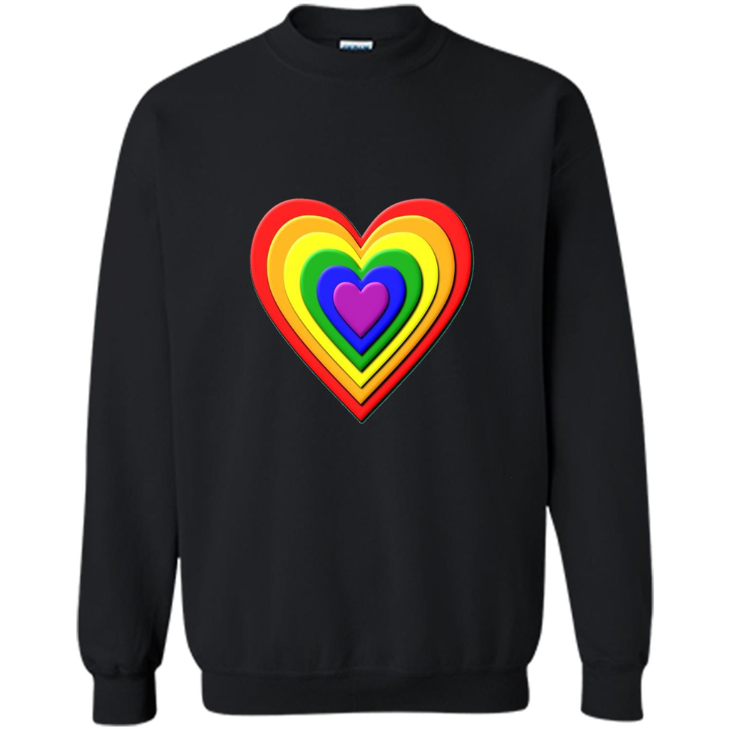 LGBT T-shirt Rainbow Heart T-shirt Black
