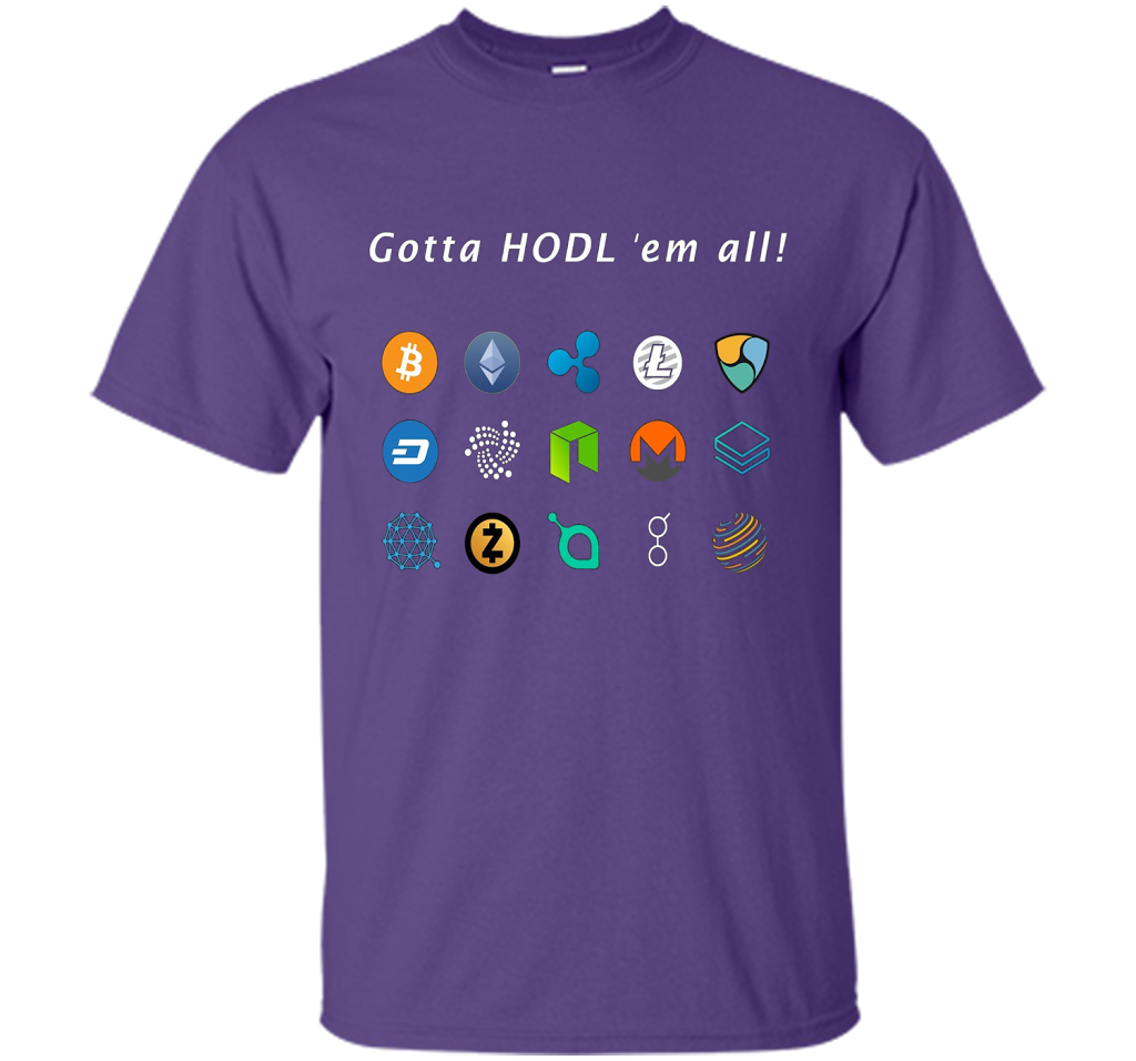 Ethereum Bitcoin Litecoin Gotta Hold'em All T-shirt Purple