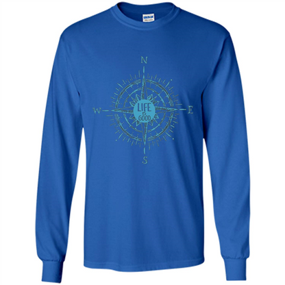 Life is Good T-shirt Compass Rose Nautical Sailing T-shirt Royal