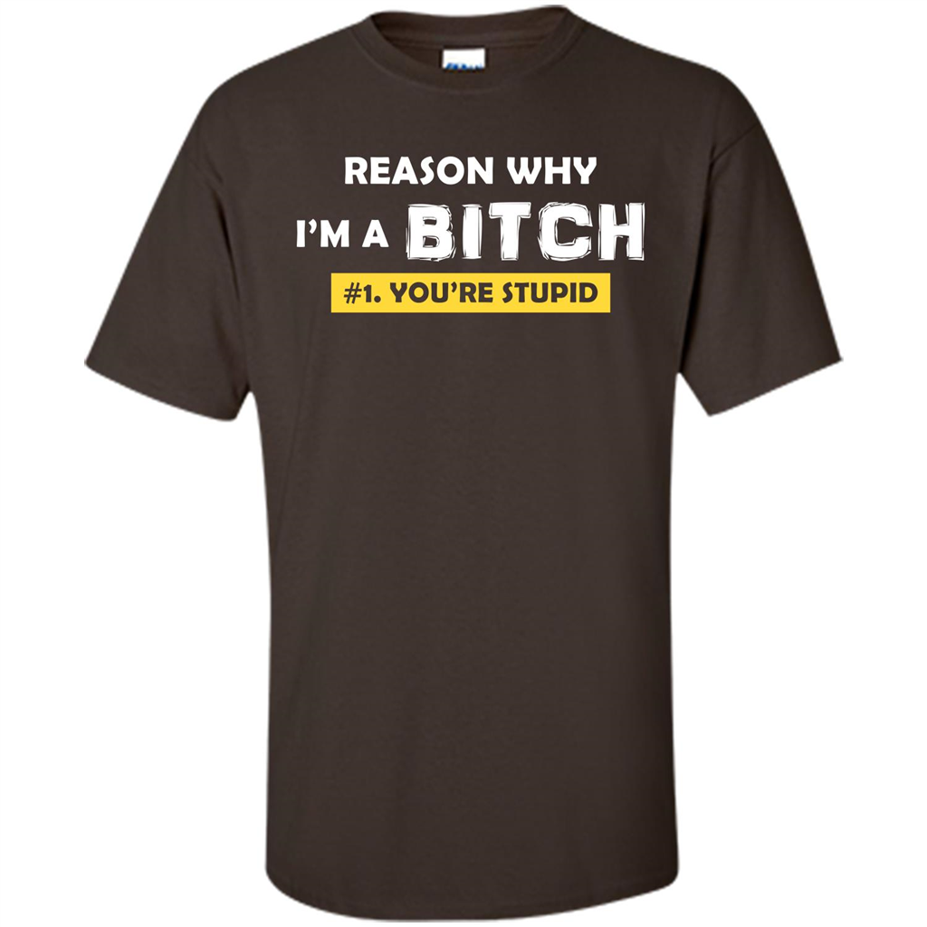Funny T-shirt Reason Why I'm A Bitch, You're Stupid Dark Chocolate