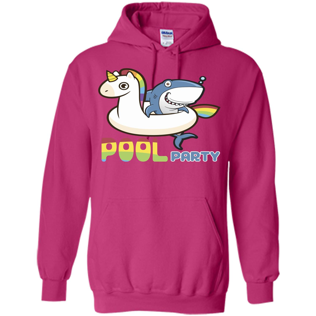 Pool Party T-shirt Unicorn Float Funny Shark Heliconia