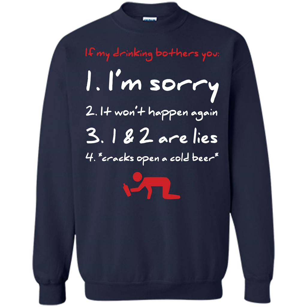 Beer T-shirt If My Drinking Bothers You T-shirt Navy