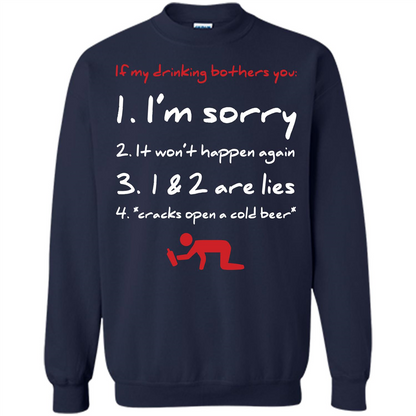 Beer T-shirt If My Drinking Bothers You T-shirt Navy