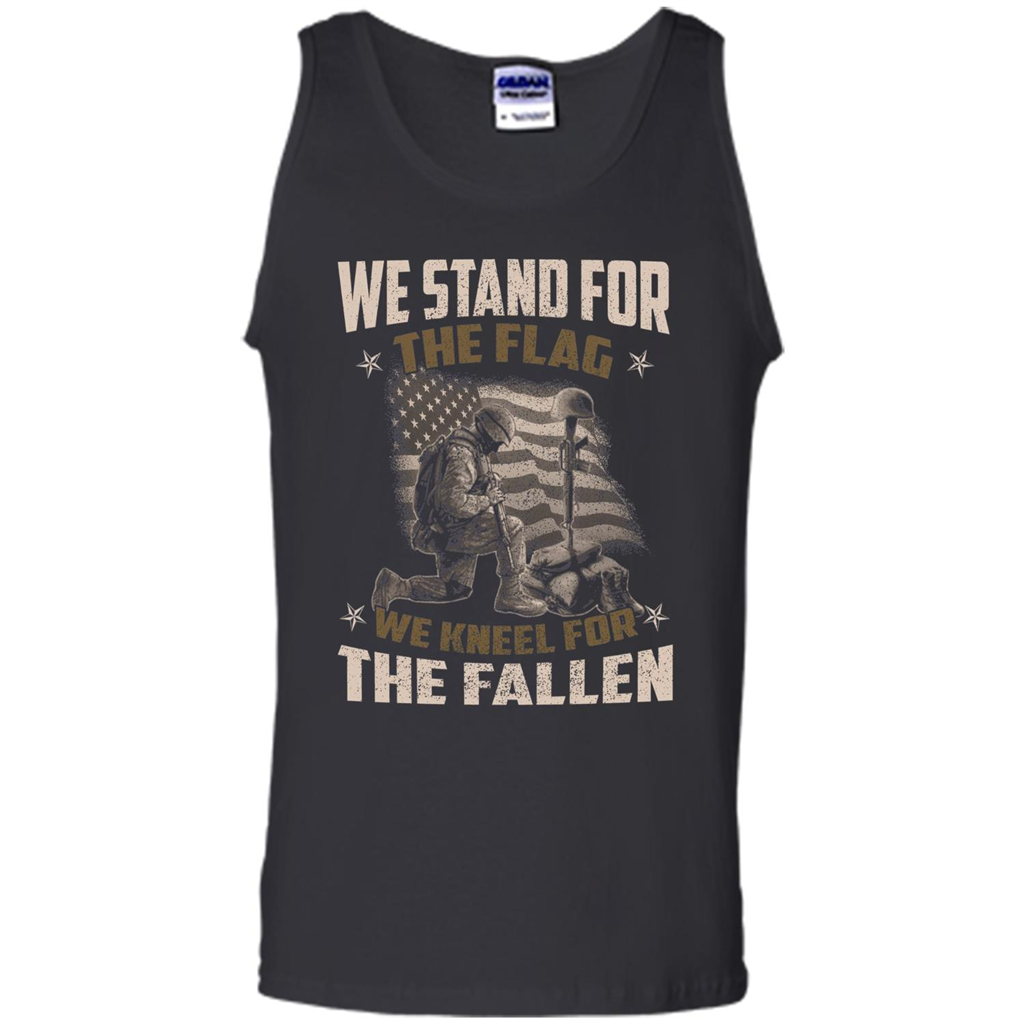 Military T-Shirt We Stand For The Flag We Kneel For The Fallen Black
