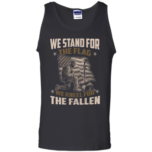 Military T-Shirt We Stand For The Flag We Kneel For The Fallen Black