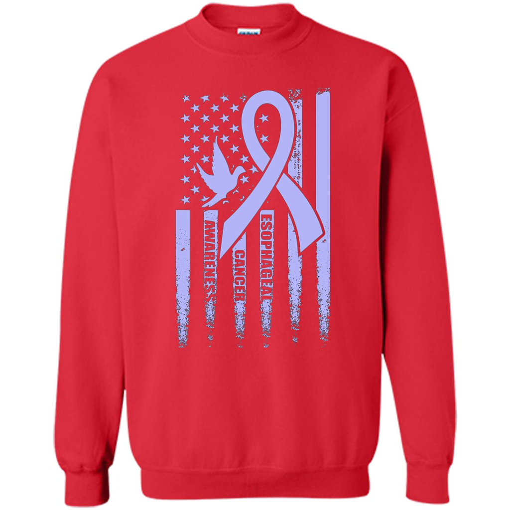Esophageal Cancer USA Flag Periwinkle Ribbon and Dove T-shirt Red