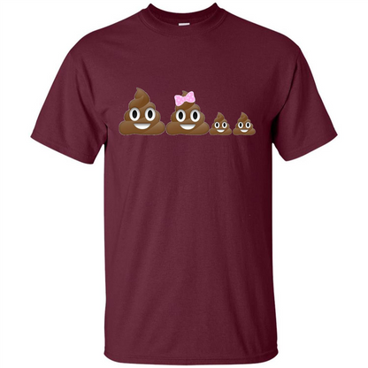 Poop Family Emoji Emoticon Smiley T-shirt Maroon