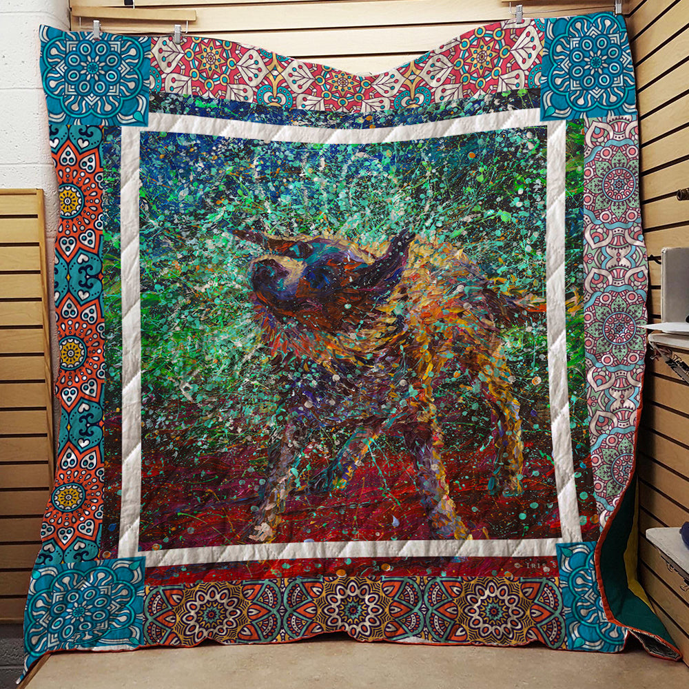 Iris Scott Dog Painting 3D Quilt Blanket Queen (203x228CM)