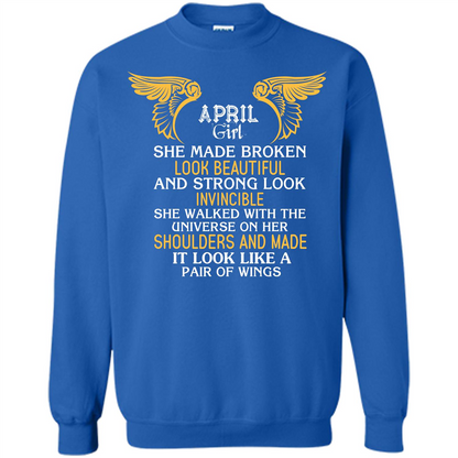 April Girl She Made Broken Look Beautiful T-shirt Royal