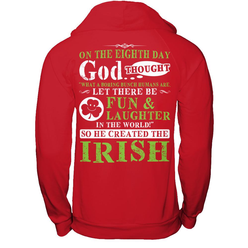 Let There Be Fun & Laughter In The World - So God Created The Irish Gildan - Pullover Hoodie Red