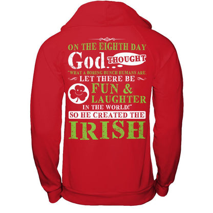Let There Be Fun & Laughter In The World - So God Created The Irish Gildan - Pullover Hoodie Red