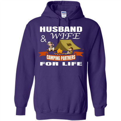 Camping Family T-shirt Husband And Wife Camping Partners For LIfe Purple