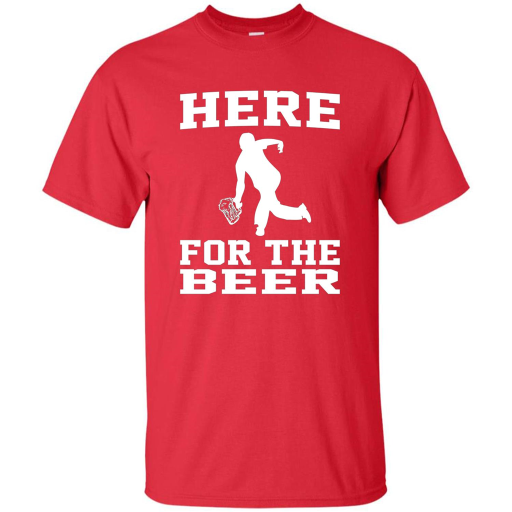 Funny Bowling Drinking Shirt Here For The Beer T-shirt Red