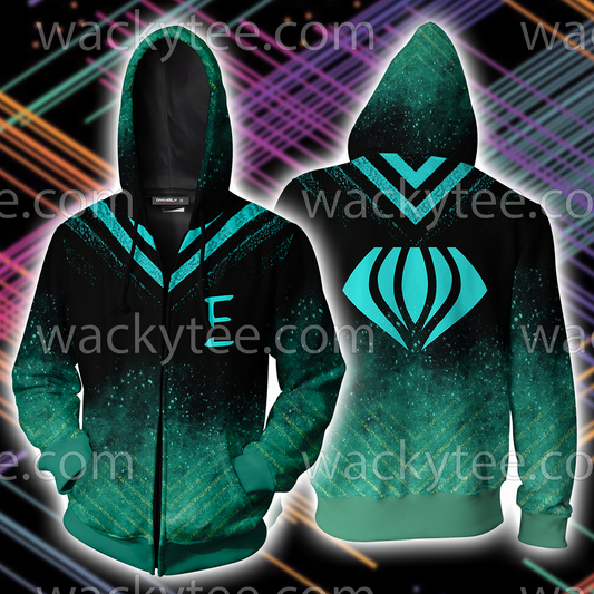 RWBY Emerald Sustrai Symbol Zip Up Hoodie 4XL