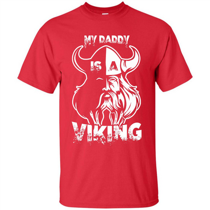 Family T-shirt My Daddy Is A Viking T-shirt Red