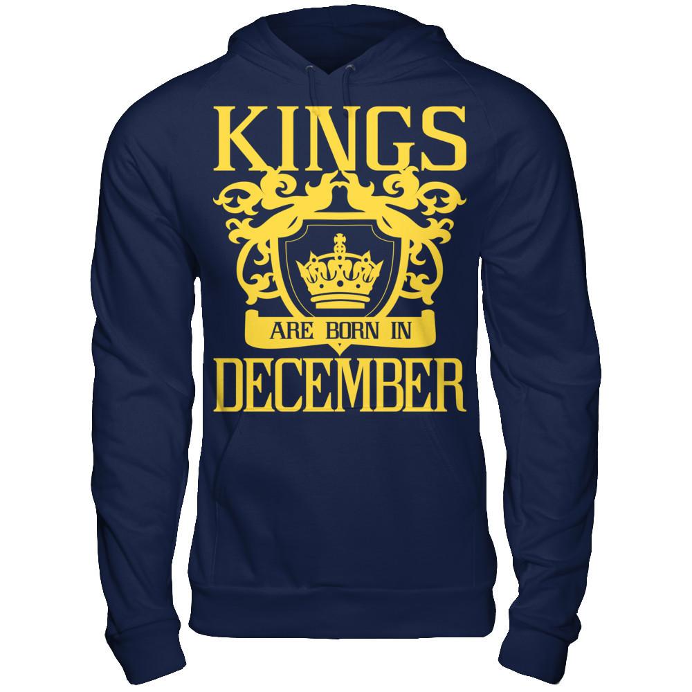 Kings Are Born In December T-shirt Gildan - Pullover Hoodie Navy