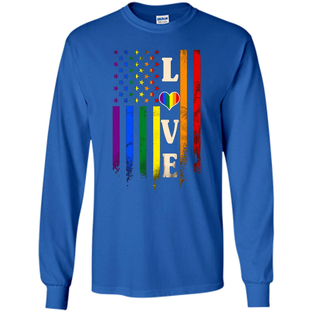 LGBTQ Pride T-shirt Love Rainbow Heart Flag Royal