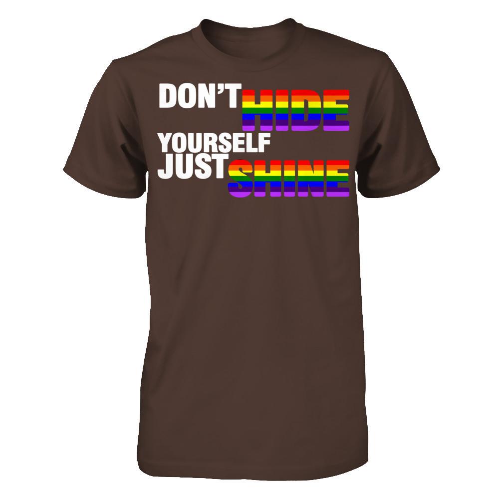 LGBT T-shirt Don't Hide Yourself Just Shine Gildan - Short Sleeve Tee Dark Chocolate
