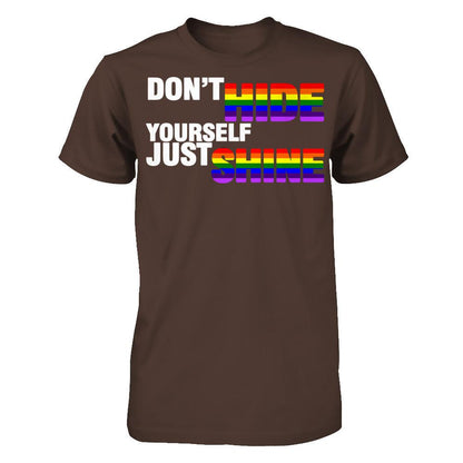 LGBT T-shirt Don't Hide Yourself Just Shine Gildan - Short Sleeve Tee Dark Chocolate