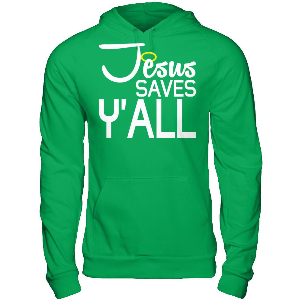 Jesus Saves Y'all Gildan - Pullover Hoodie Irish Green