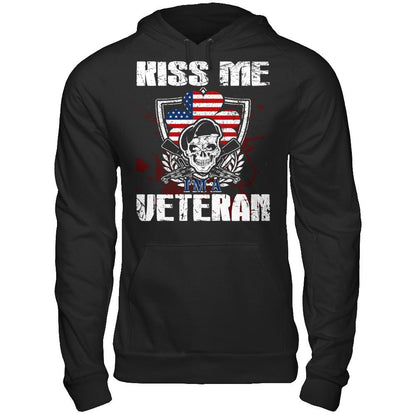 Kiss Me I'm A Veteran T-shirt Gildan - Pullover Hoodie Black