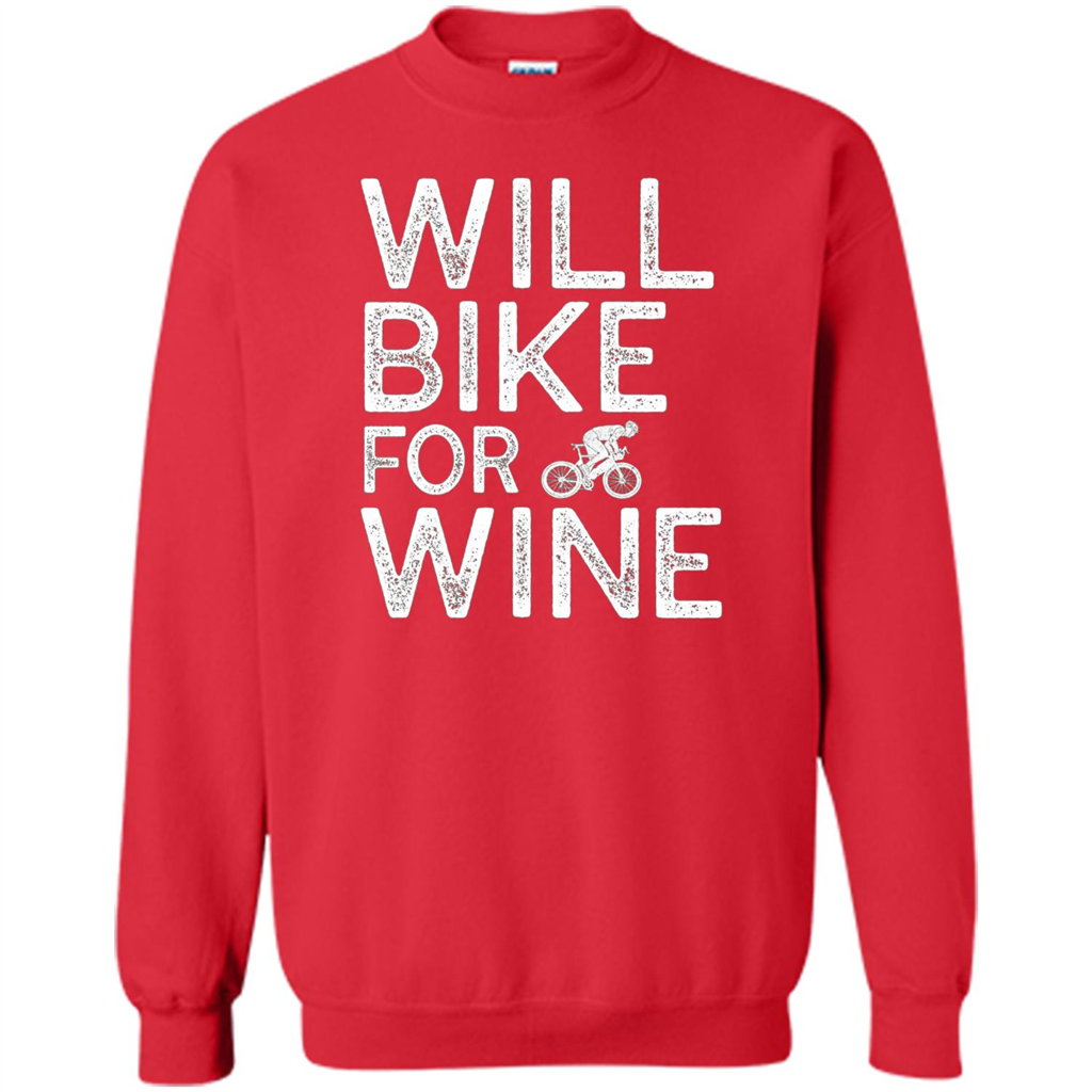 Cyclist Biker T-shirt Will Bike For Wine Red