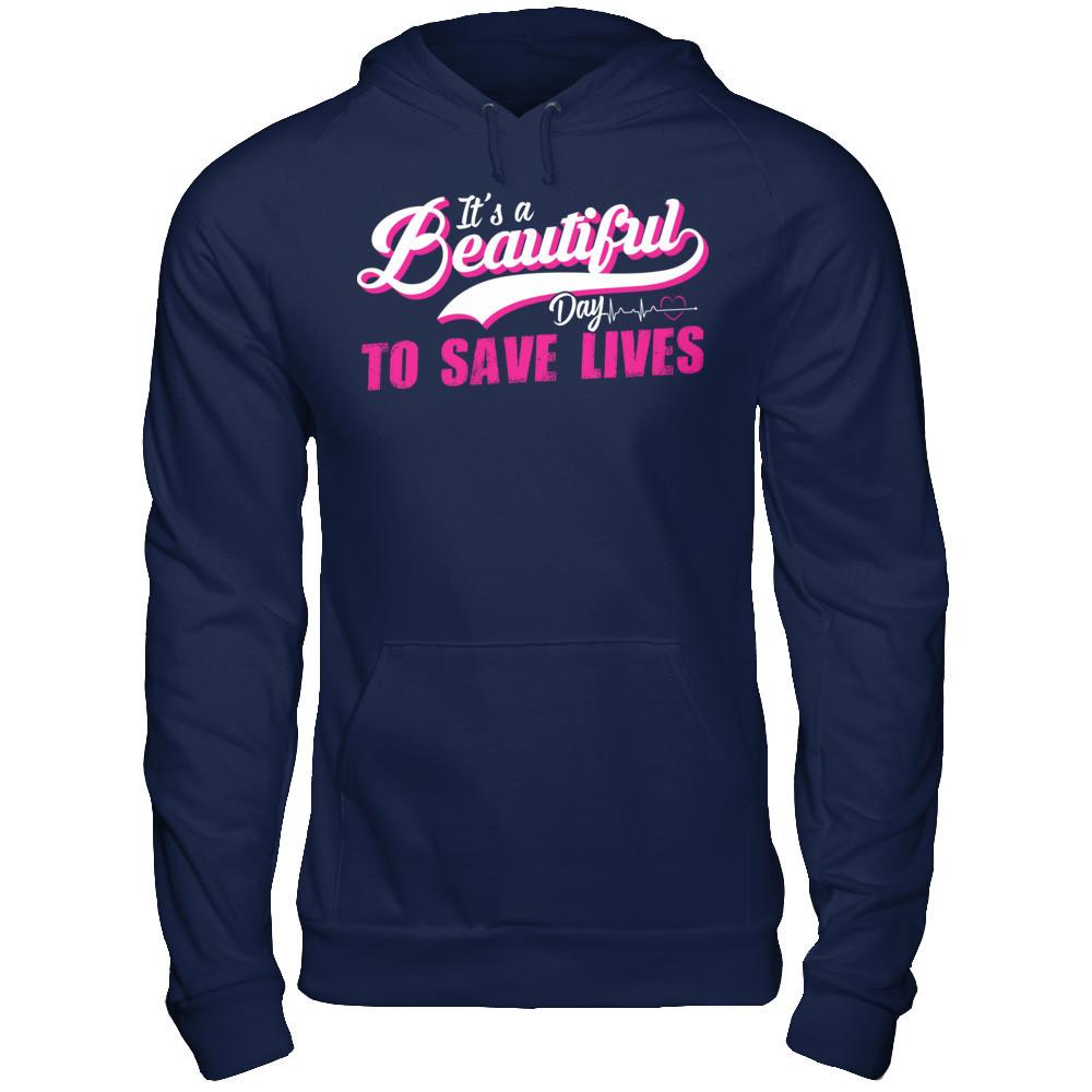 It's A Beautiful Day To Save Lives Gildan - Pullover Hoodie Navy
