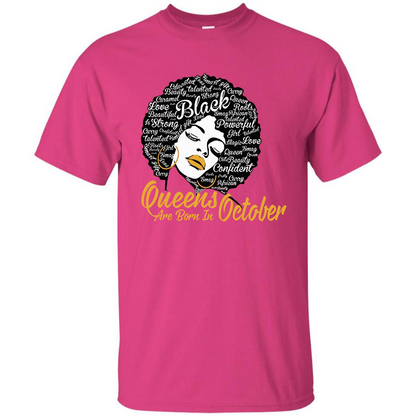 Queen Are Born In October T-shirt Heliconia