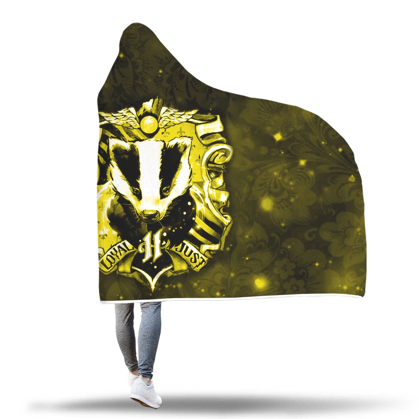 The Hufflepuff Badger Harry Potter Version Galaxy 3D Hooded Blanket