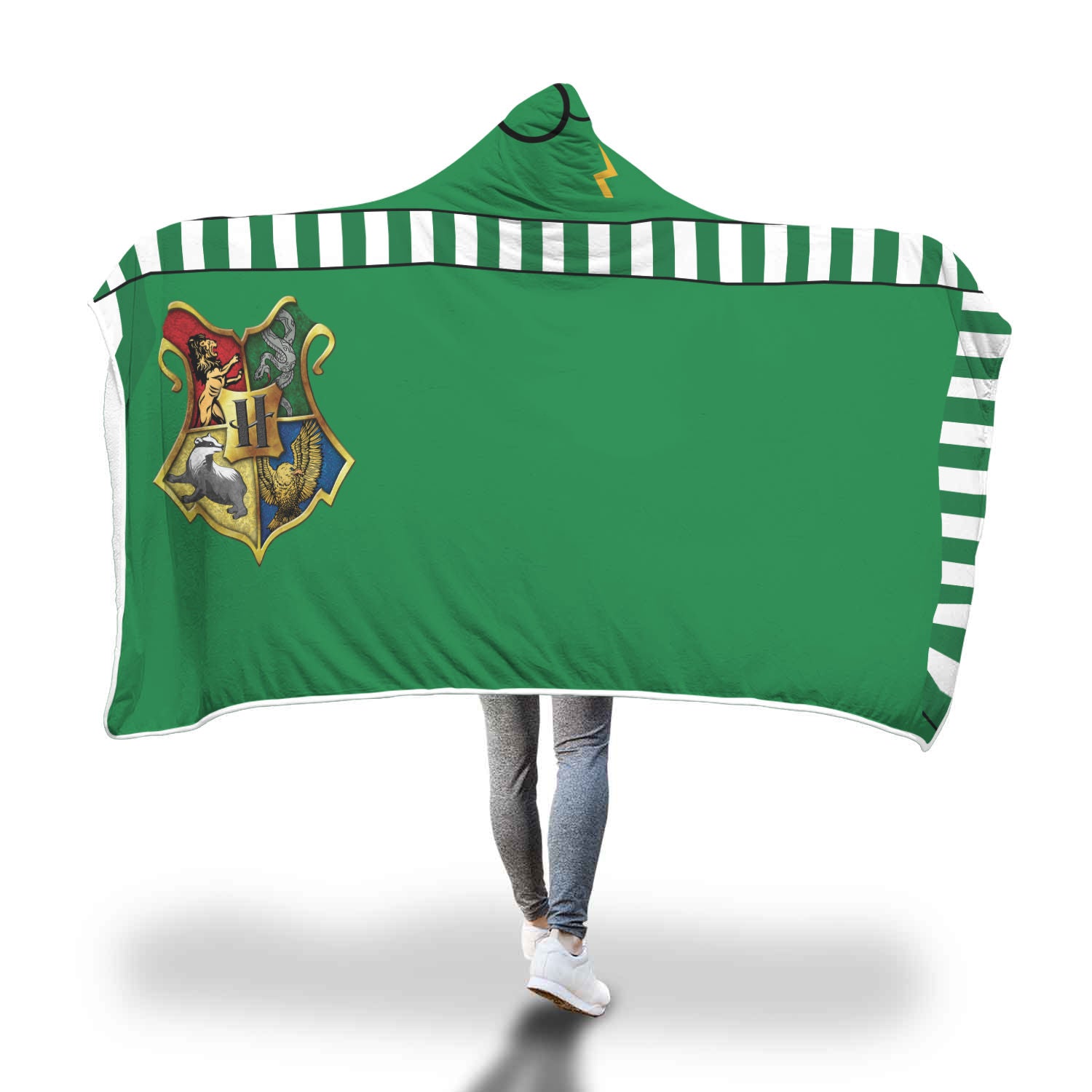 Slytherin House Hogwarts Logo Harry Potter 3D Hooded Blanket