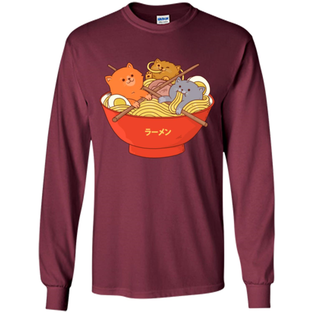Ramen Noodles And Cats T-shirt Maroon