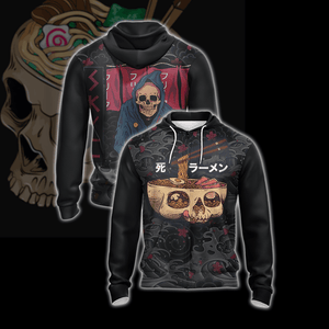 Food Skull Japanese Unisex Zip Up Hoodie