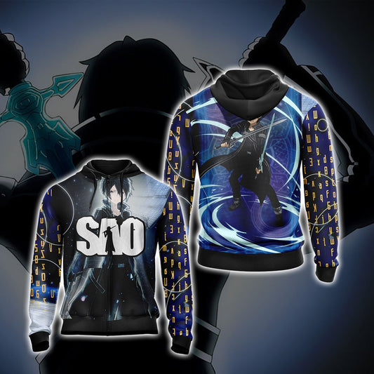 Sword Art Online Kirito Character New Style Unisex 3D Zip Up Hoodie