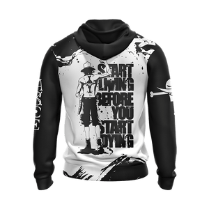 One Piece Ace - Start Living Before U Start Dying New Unisex Zip Up Hoodie