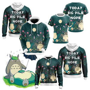 Big Pile Of Nope - Totoro And Snorlax Unisex 3D Hoodie