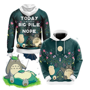 Big Pile Of Nope - Totoro And Snorlax Unisex 3D Hoodie