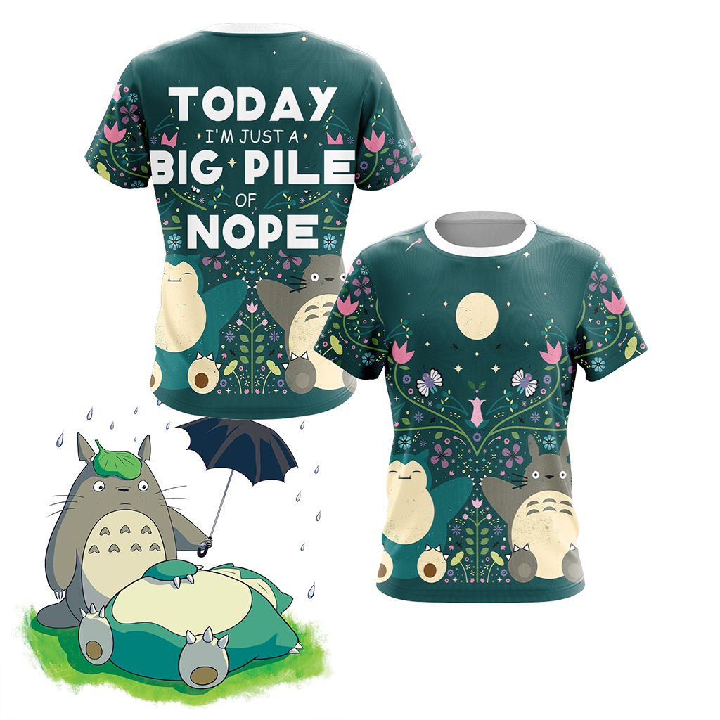 Big Pile Of Nope - Totoro And Snorlax Unisex 3D T-shirt
