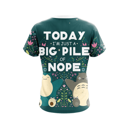 Big Pile Of Nope - Totoro And Snorlax Unisex 3D T-shirt