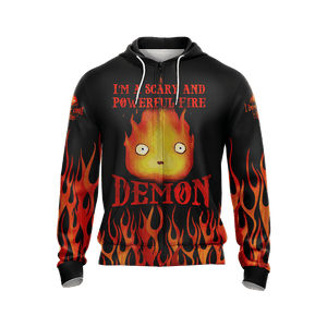 Howl's Moving Castle Calcifer Fire Demon Unisex Zip Up Hoodie