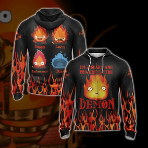 Howl's Moving Castle Calcifer Fire Demon Unisex Zip Up Hoodie