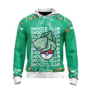 Pokemon - Bulbasaur Snooze Club Unisex Zip Up Hoodie