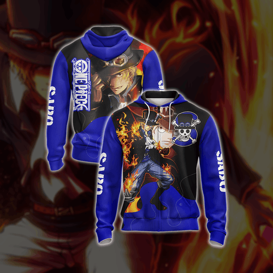 One Piece Sabo New Look 3D Zip Up Hoodie