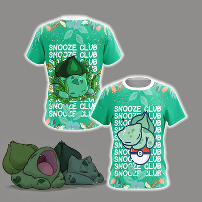 Pokemon - Bulbasaur Snooze Club Unisex 3D T-shirt T-shirt