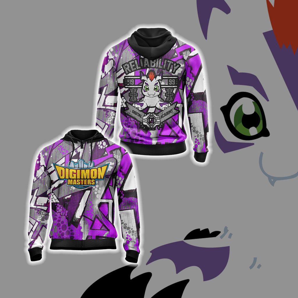 Digimon Master Reliability Unisex Zip Up Hoodie 4XL